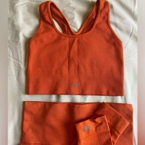SET Active Sculptflex Ribbed Bra & Leggings Set - Orange Size S